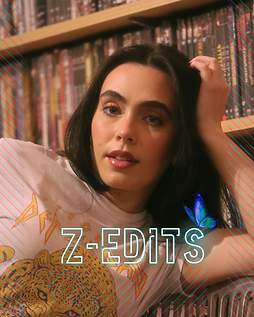 Z-Edit video package – cinematic portrait of a woman indoors, vintage-style video edit with custom effects by Zeferente Studios