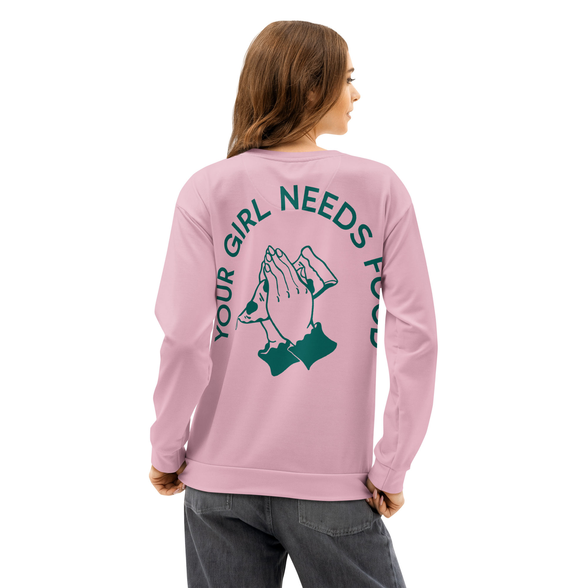 Mauve YGNF Praying Pizza Crewneck 