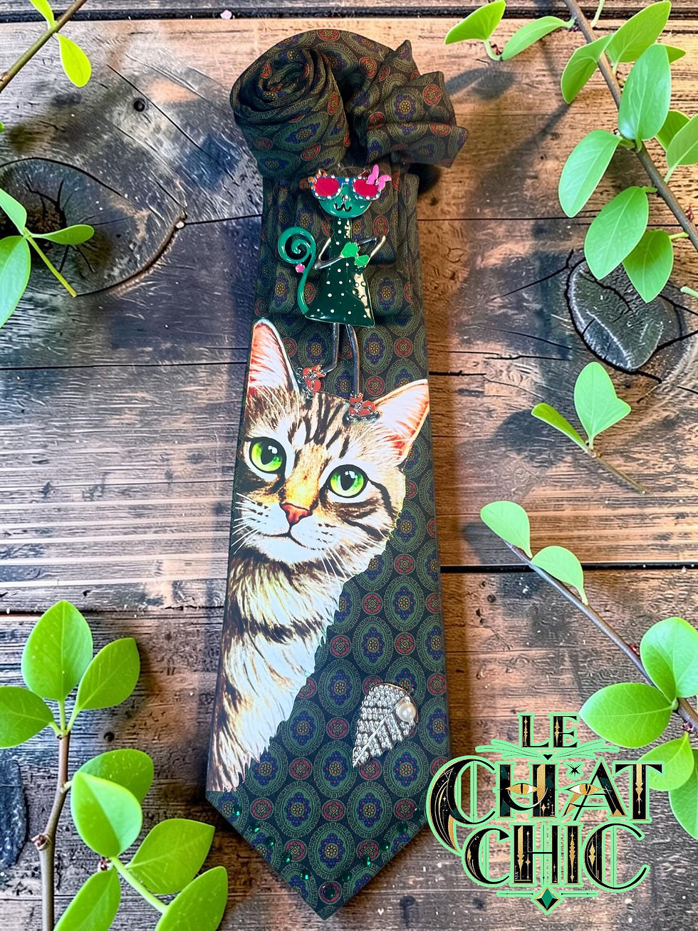 Miniature : Lavallière "Le CHAT CHIC" 💚🐱