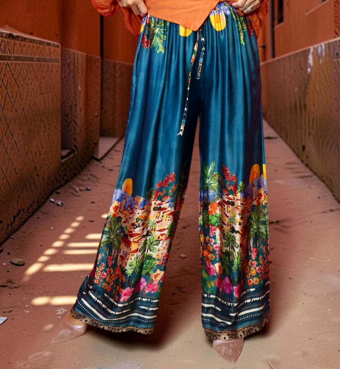 Pantalon palazzo imprimé – Évasion méditerranéenne