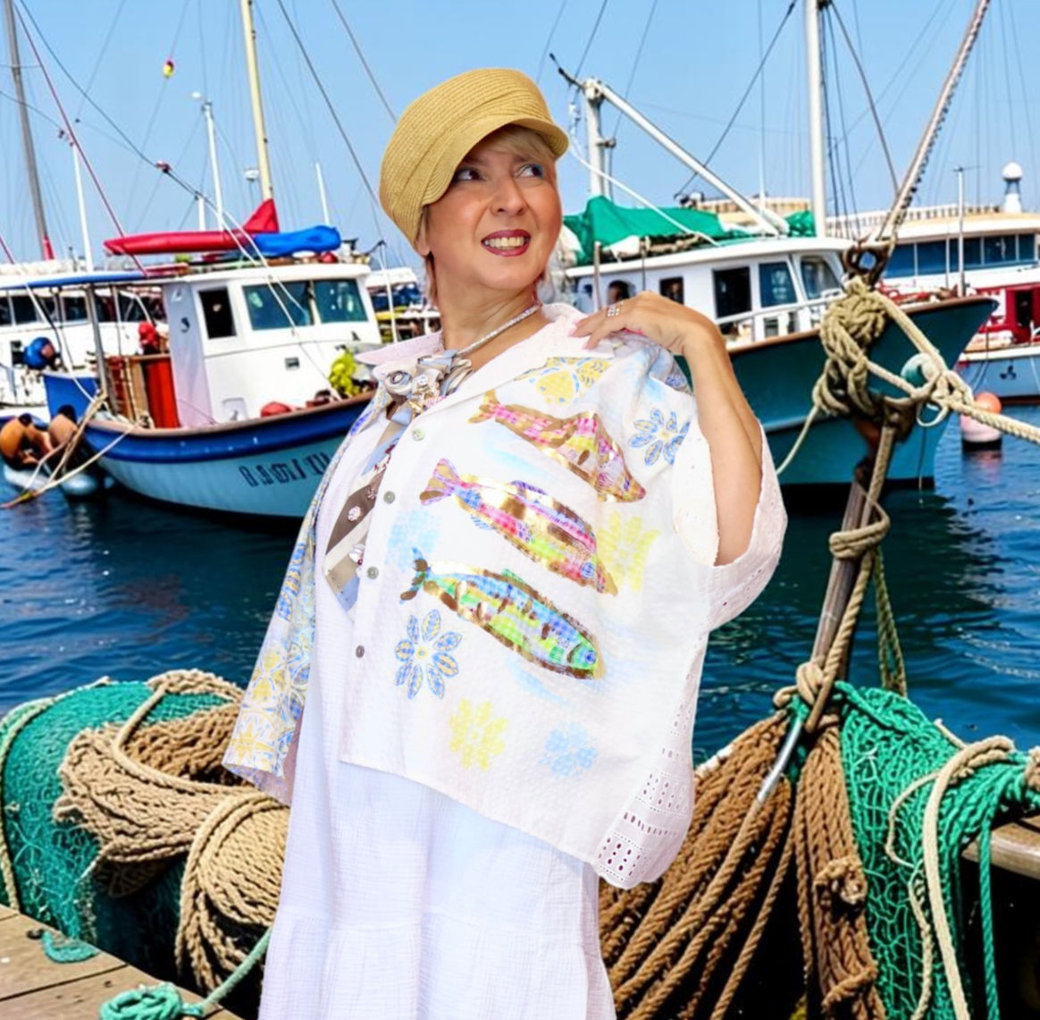 🌊 Chemise « Escale sardines » en Broderie Anglaise