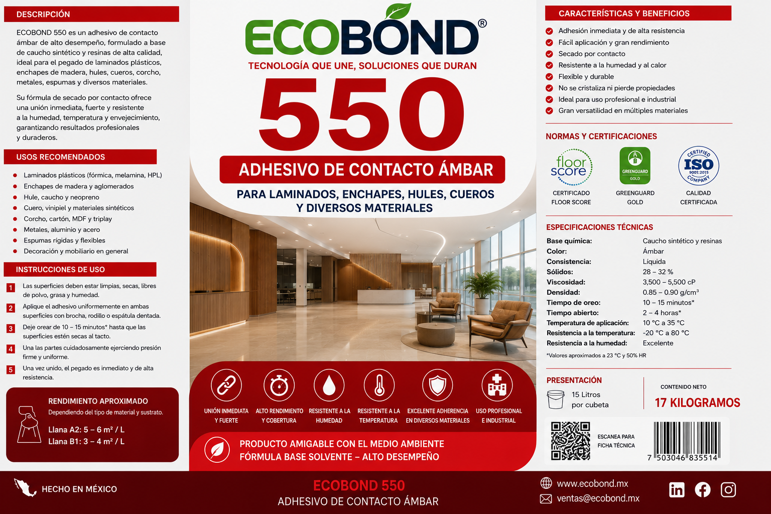Adhesivo de contacto ambar