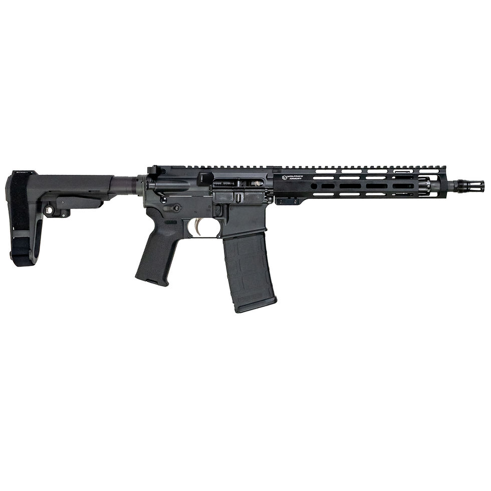 Thumbnail: AW15 CQB Pistol ar pistol with black nitride case hardened gas system and Night Howler Flash Hider on a white background