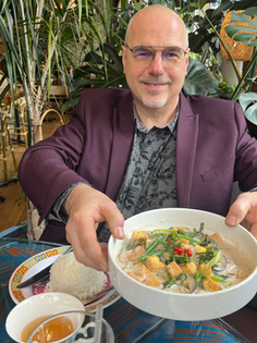 IQXR team member, Hoff, showcasing his meal at dinner