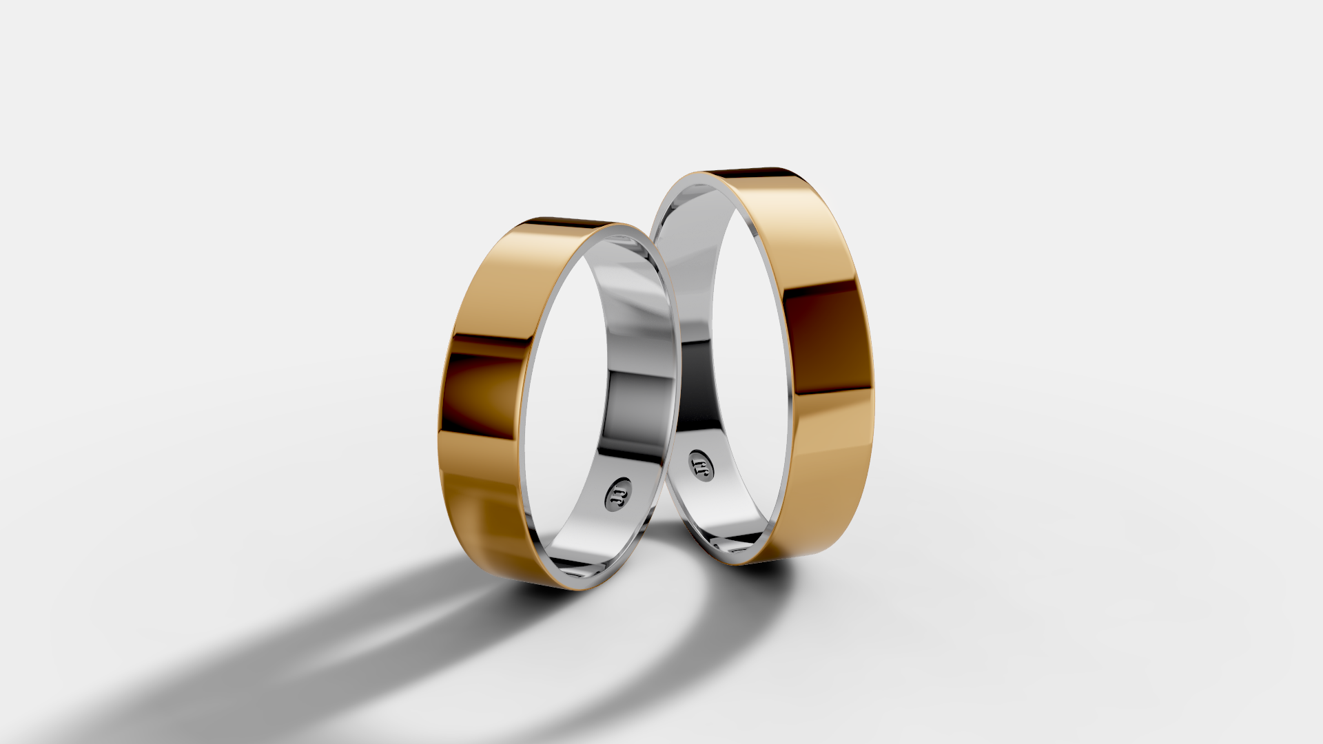 Aliança Prata e Ouro Revestida Reta 4.0mm