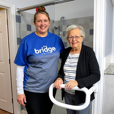 The bridge United Nonprofit organization are. colors are blue, white and gray.jpg