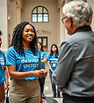 A young Professional black woman with textured curly long hair shaking the hands Of an old
