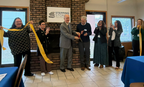 Featured: State Rep. Natalie Manley, joined by Illinois Supreme Court Justice Mary Kay O’Brien and Congressman Bill Foster, help with the ribbon cutting at the new Stepping Stones Recovery Center for Women with Children in Joliet. 