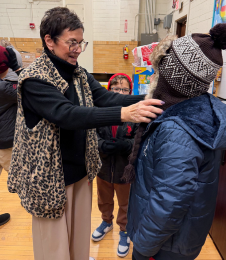 Manley Delivers Over 100 Free Coats, Hats & Gloves to Cunningham School, Donated by 4 Kids Sake Food Pantry