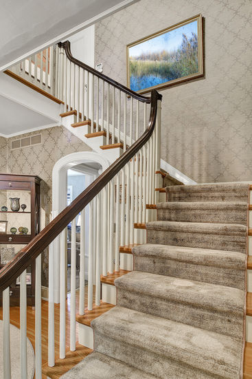 Interior design stairwell with carpet