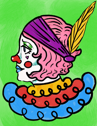 Saffron the clown