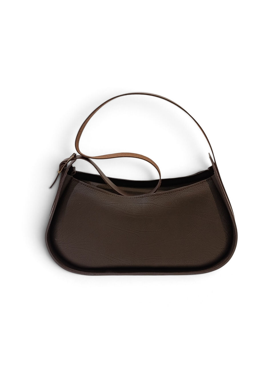 Sac demi-lune en cuir chocolat Tsuki fait main en France