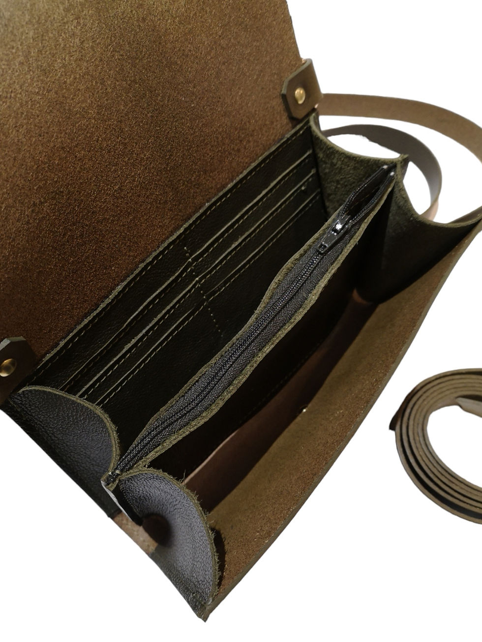 Miniature : intérieur du sac banane clutch en cuir