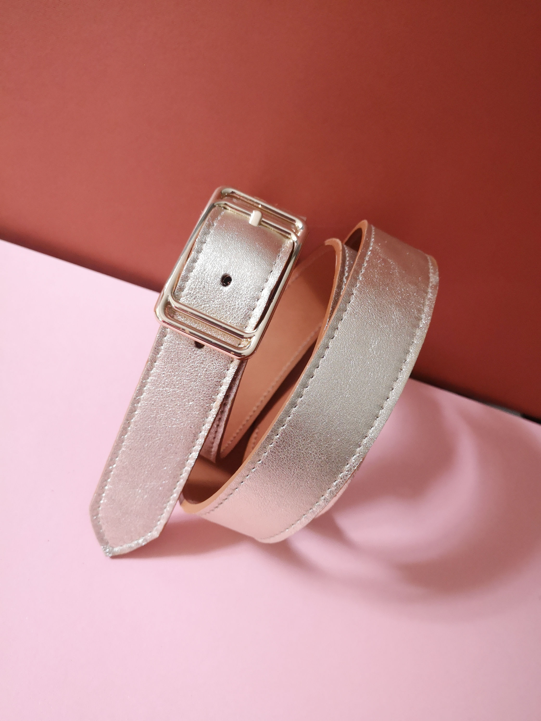 Ceinture en cuir réversible boucle carré 3 cm