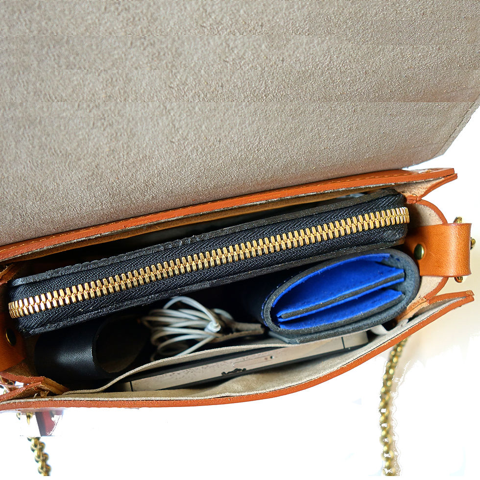 Miniature : remplissage du sac baguette en cuir