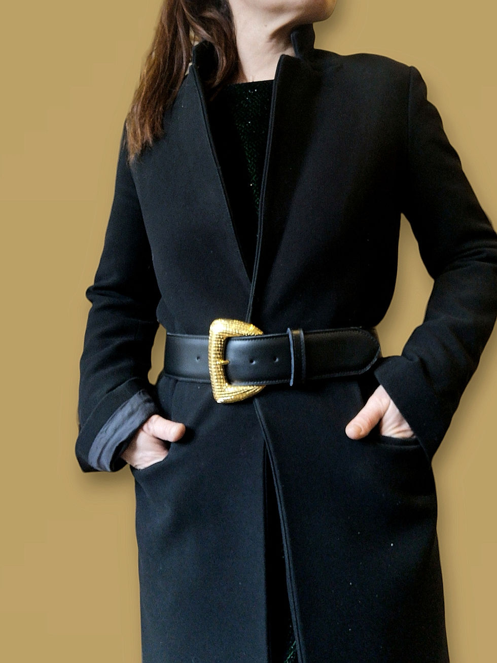 Miniature : Ceinture large boucle vintage en cuir