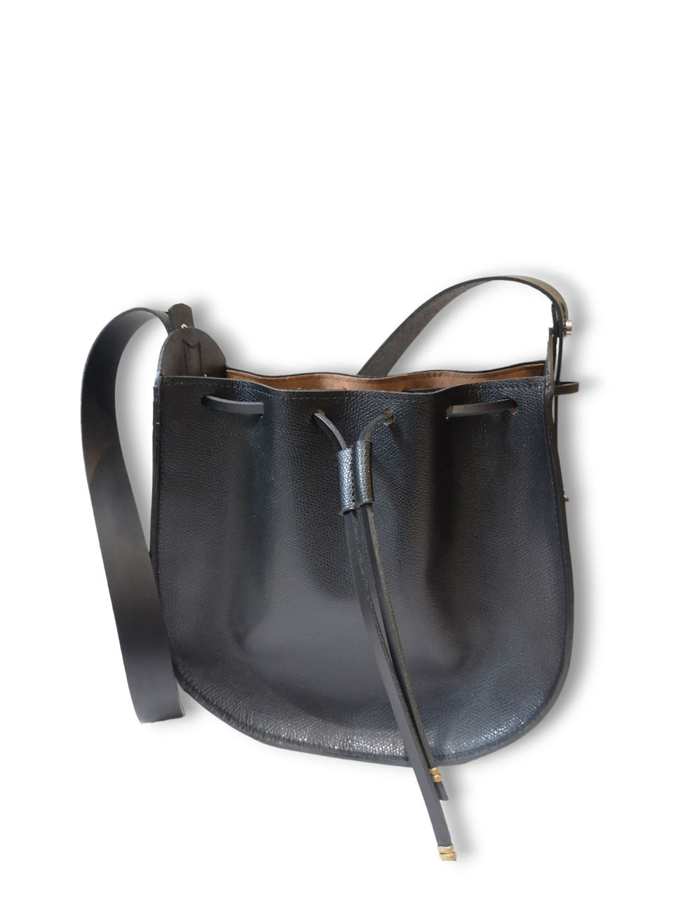 Miniature : sac bourse rigide en cuir forme boule bi-matière