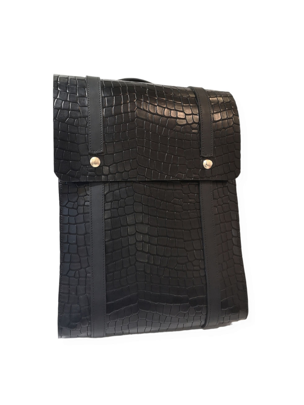 Miniature : sac a dos en cuir noir imprimé crocodile ultra chic pour votre ordinateur