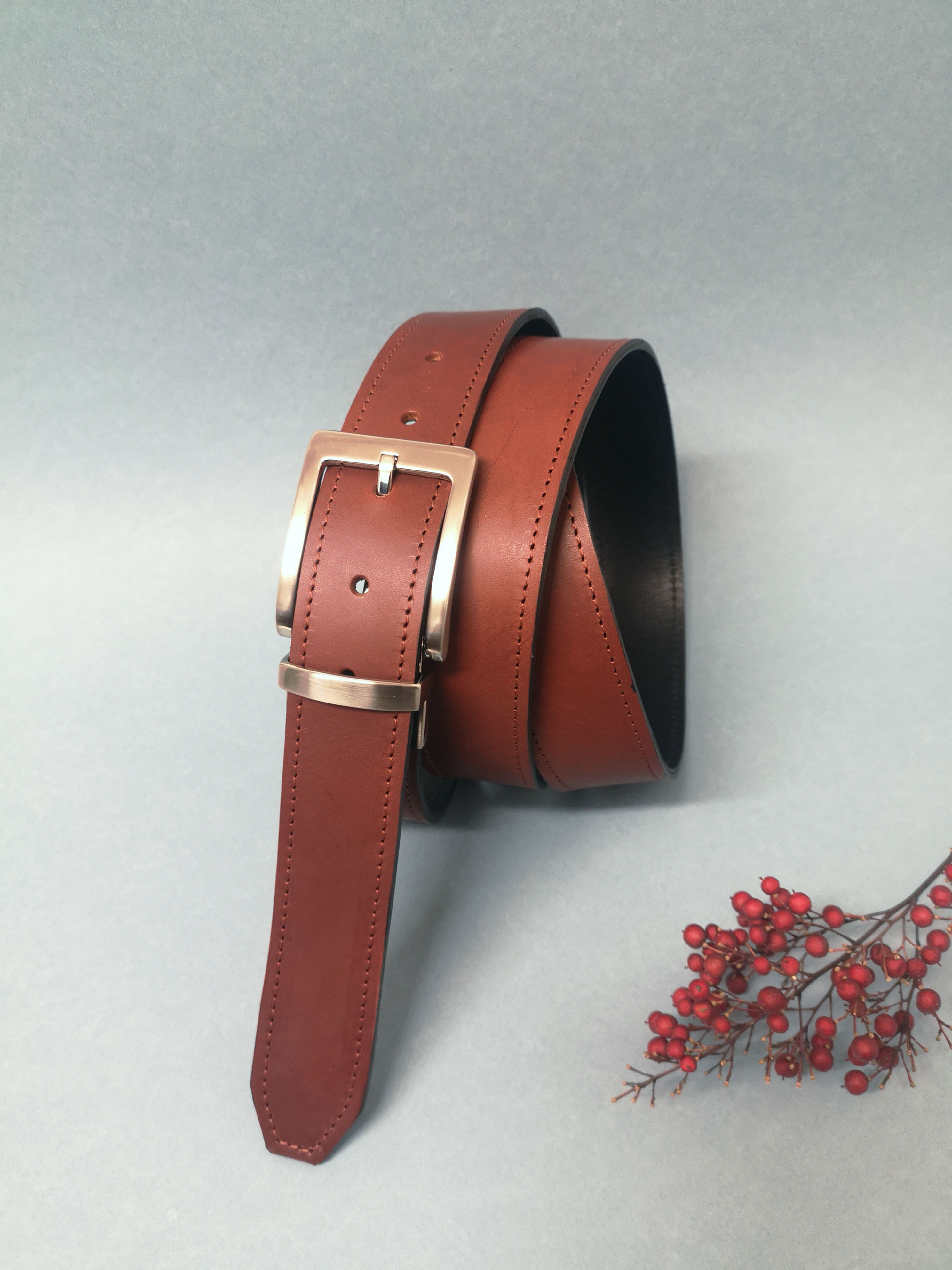 Ceinture réversible cuir homme, marron et noir
