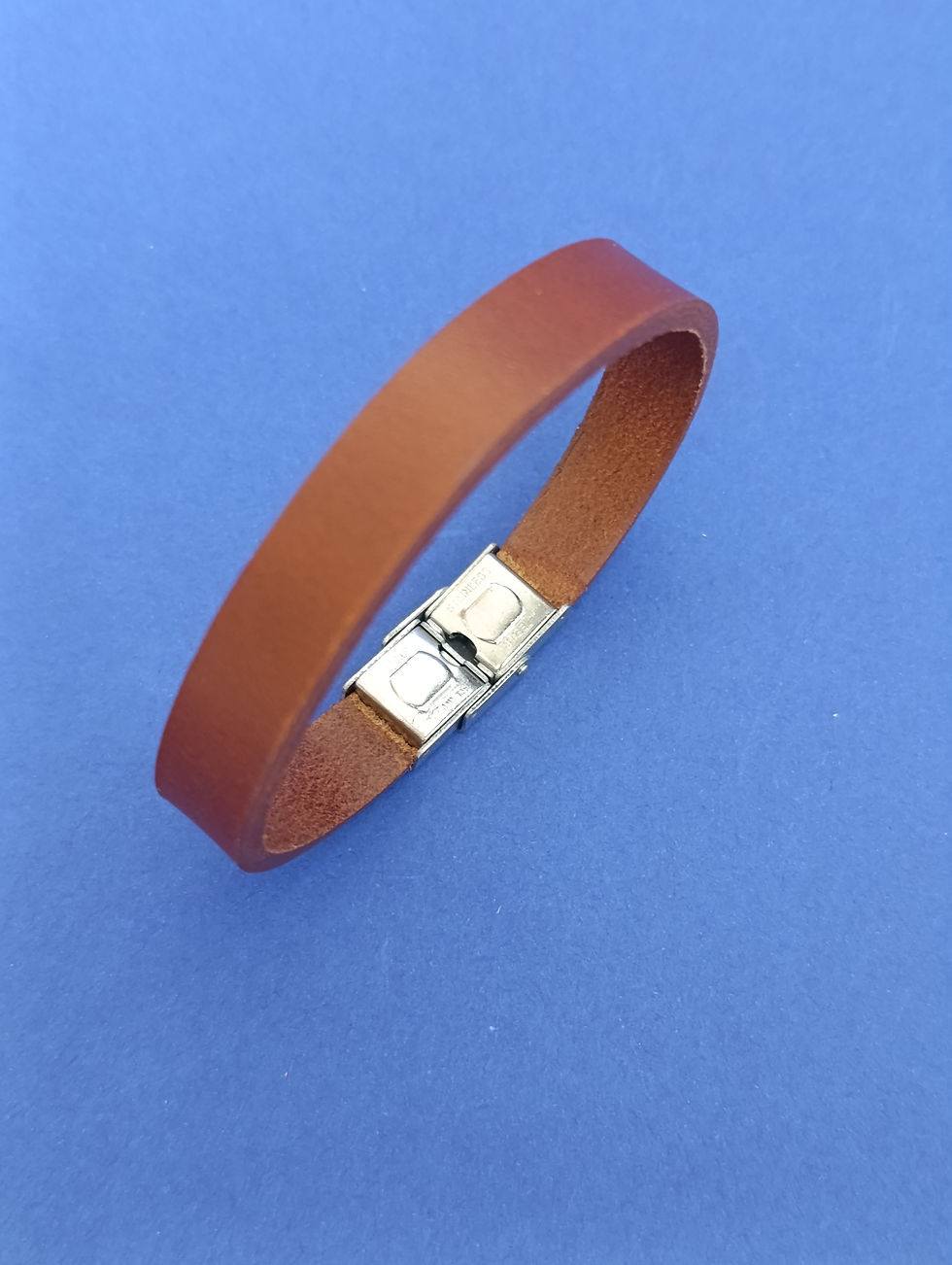 Miniature : Bracelet en cuir pour homme avec fermoi acier