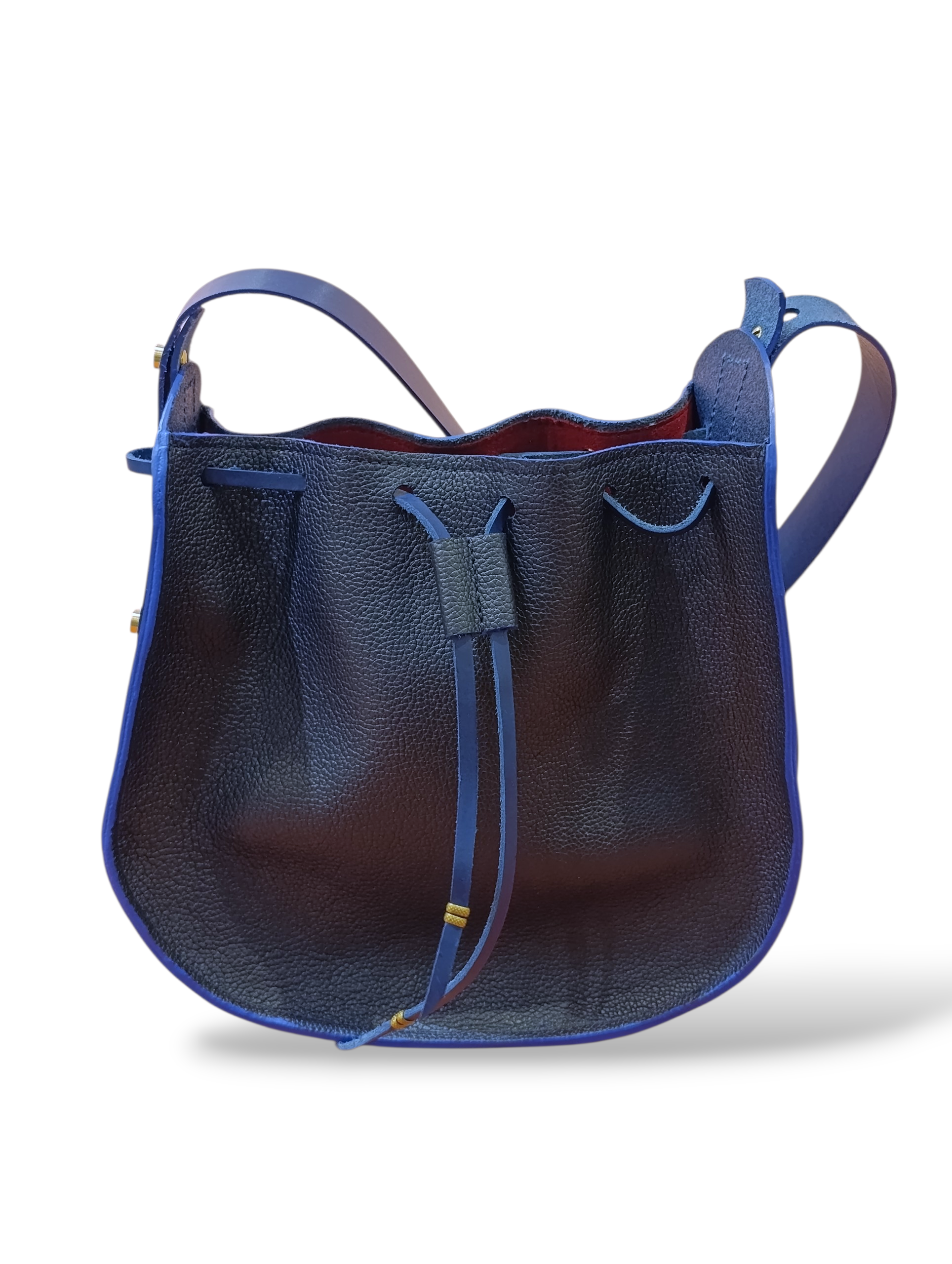 sac à main bourse en cuir bleu fabriqué à la main en france