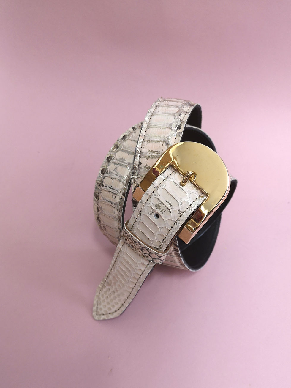 Miniature : ceinture en python boucle dorée vintage