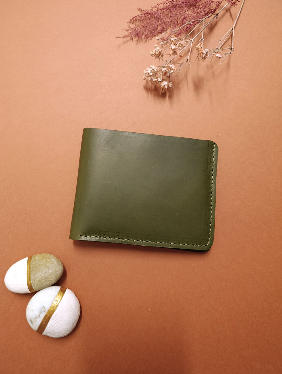 Miniature : portfeuille en cuir kaki pour homme made in france