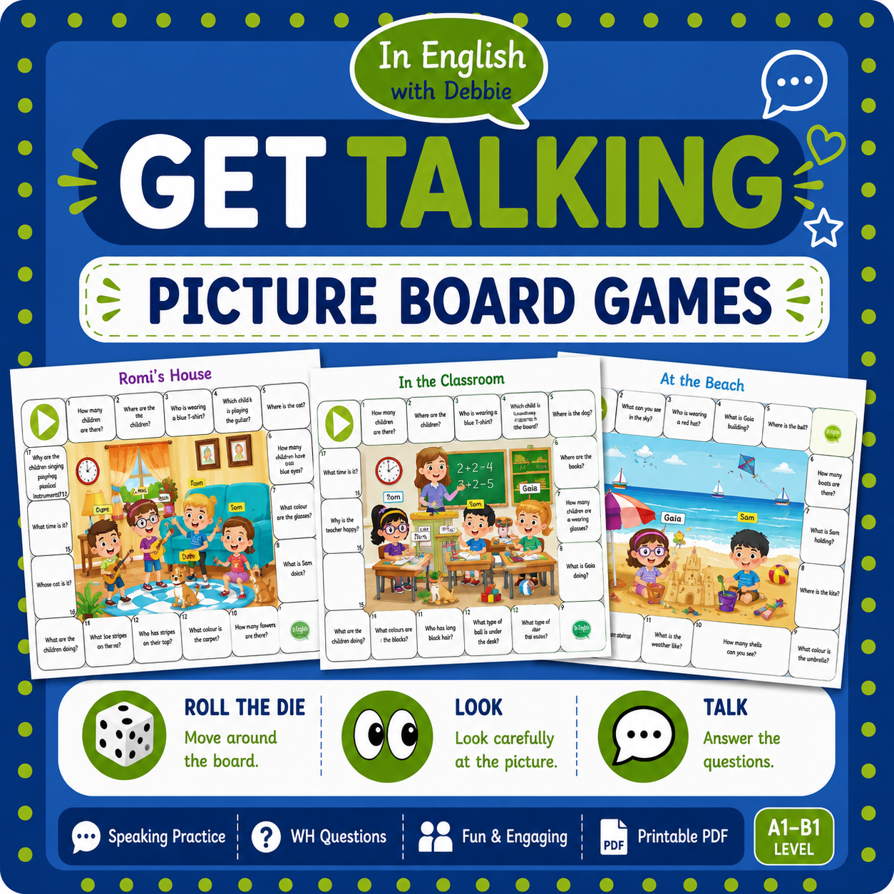 Get Talking - Roll, Look & Talk! Picture Board Games