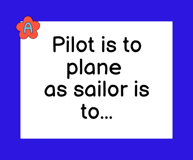 Thumbnail: Pilot is to plane, as sailor is to... text on colorful background. debbiebanglit