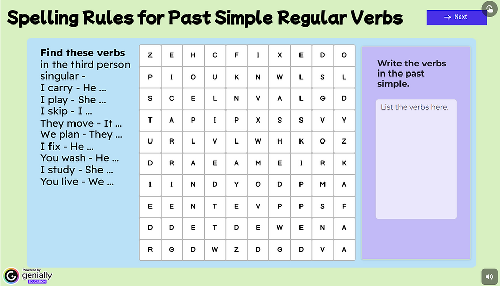 Thumbnail: Past Simple - Genially Presentation