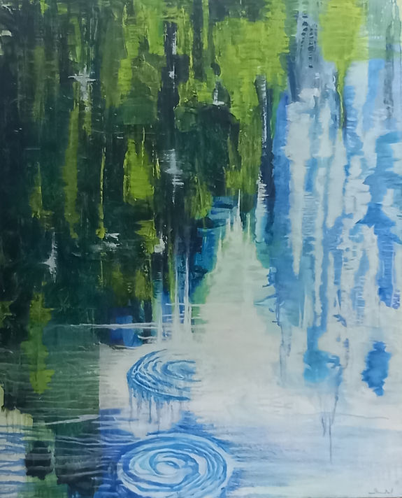 Yannick SIMON, huile, "Portrait de rivière n°8", 81 x 100 cm