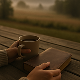 Morning prayer time with coffee