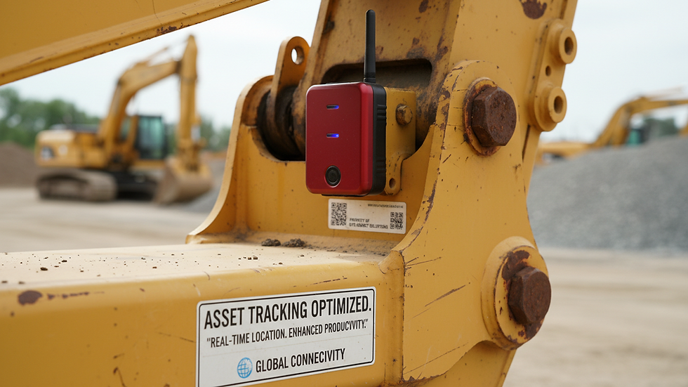 Eye-level view of industrial equipment with GPS tracking device attached