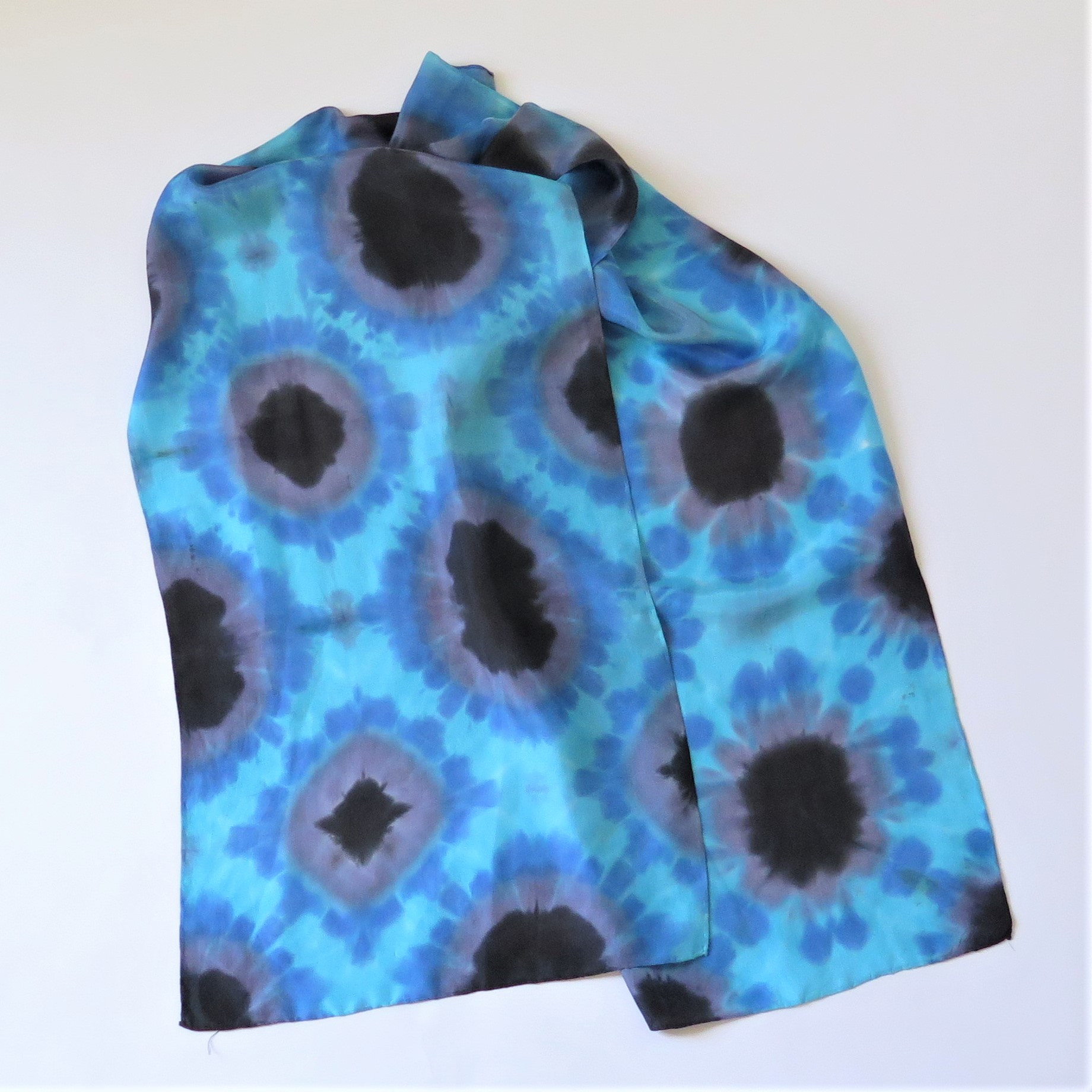 Black-Purple-Blue Silk scarf