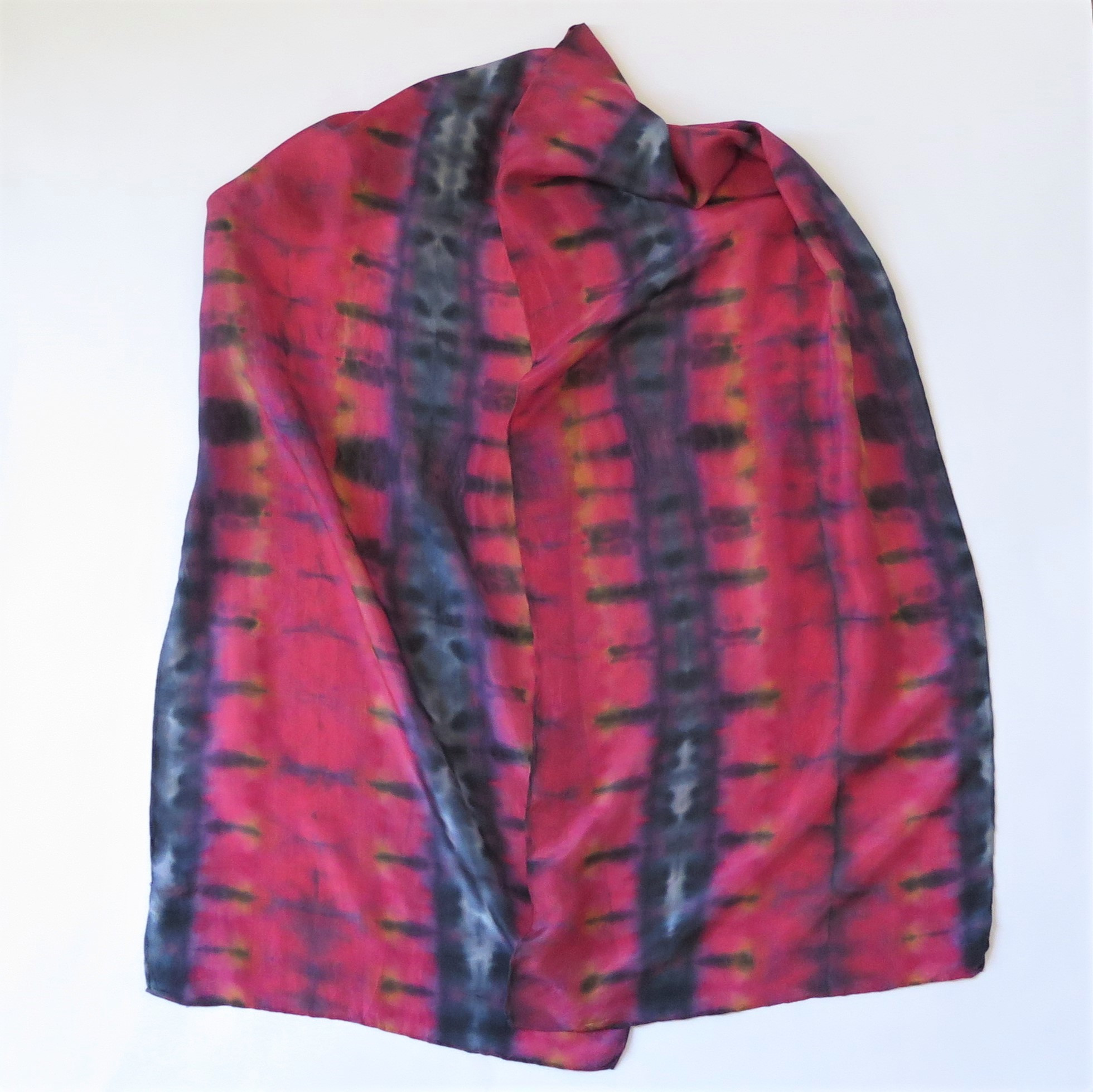 Reds-yellow-black silk scarf