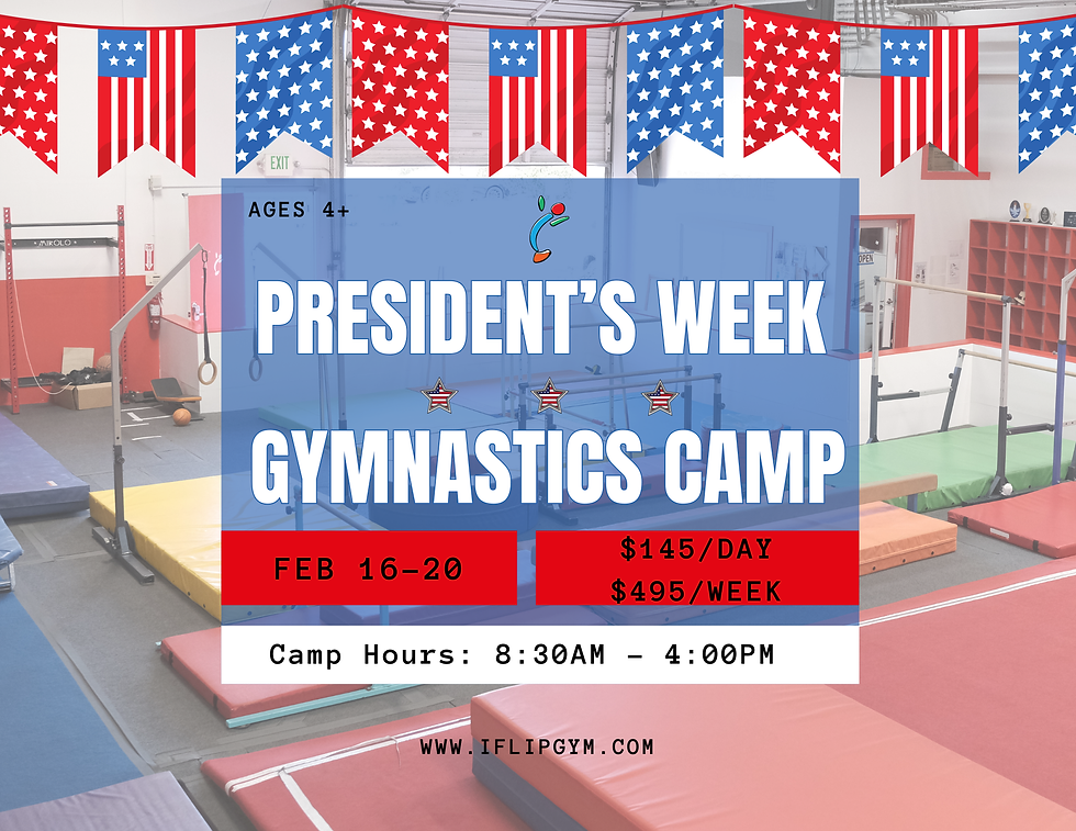 Presidents’ Week Camp is coming up! 🇺🇸🤸♀️ Join us for a week of flipping, fun, and friends!Register Soon -spots fill fast!