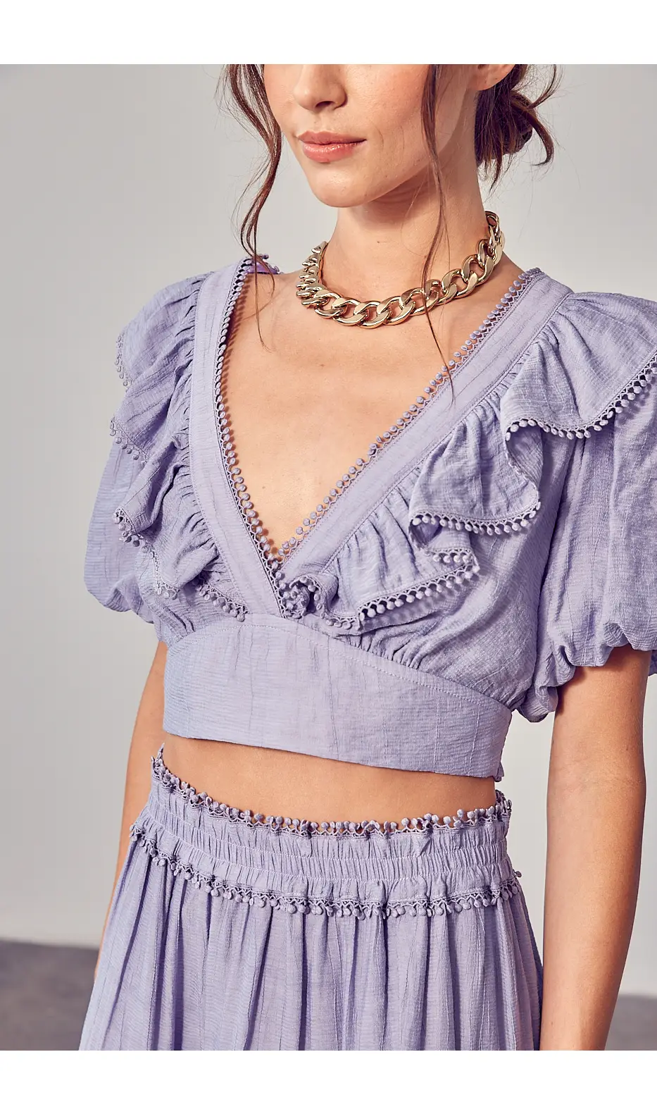 Thumbnail: Lilac Ruffle Trim Criss Criss Back 