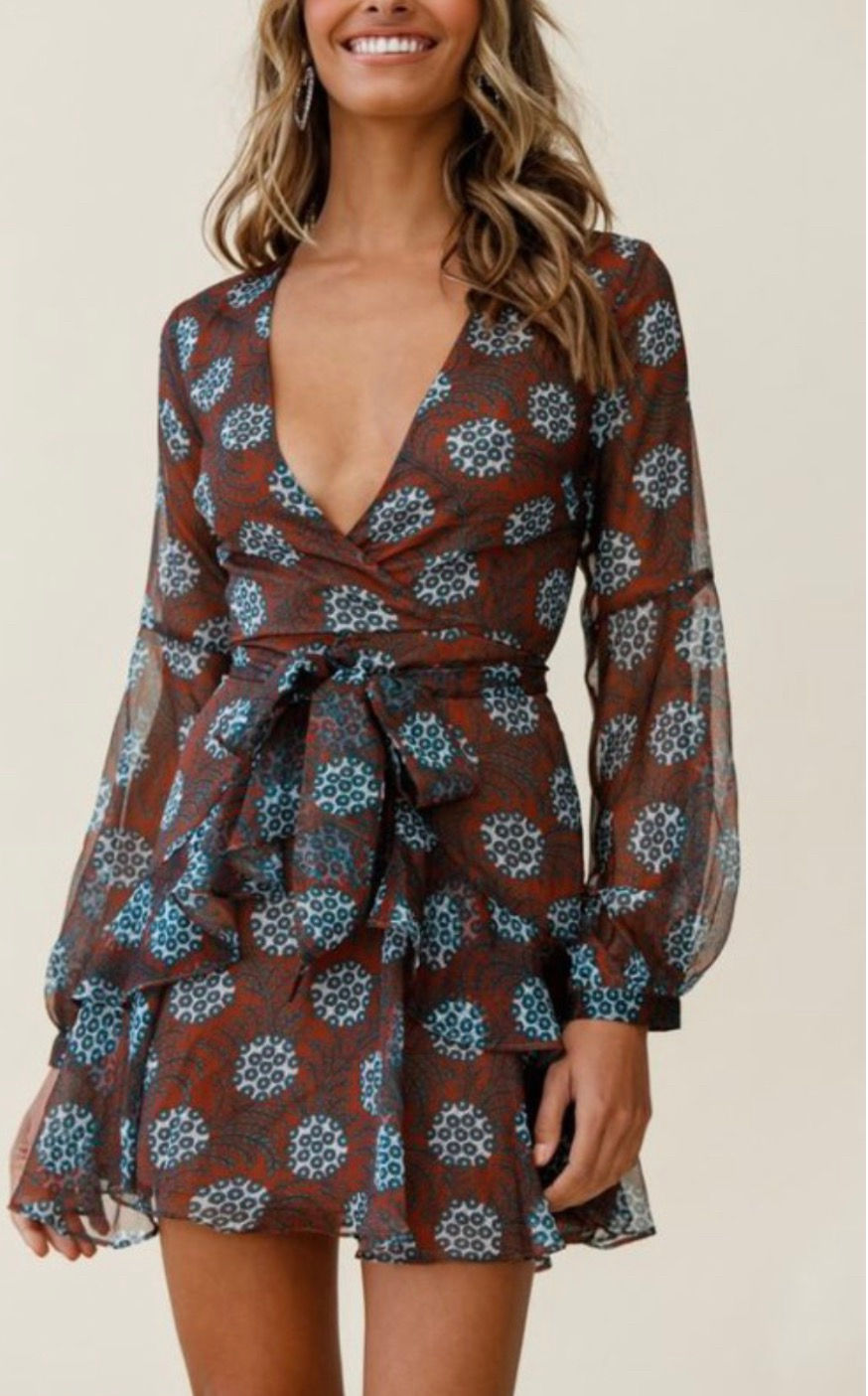 Thumbnail: City chic ruffle print mini dress