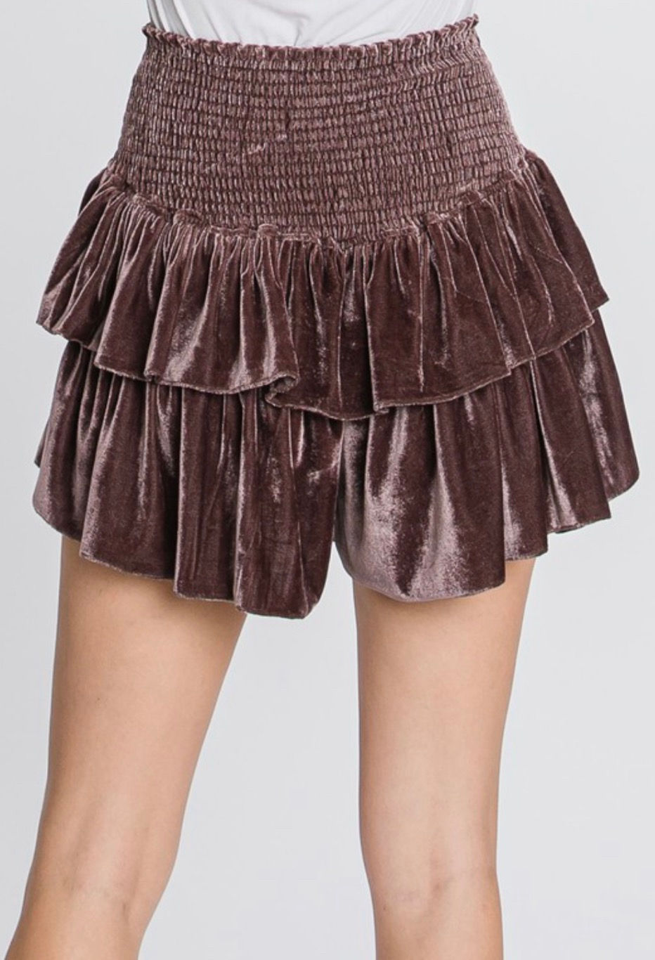 Thumbnail: Velvet chocolate ruffle short skirt skort 