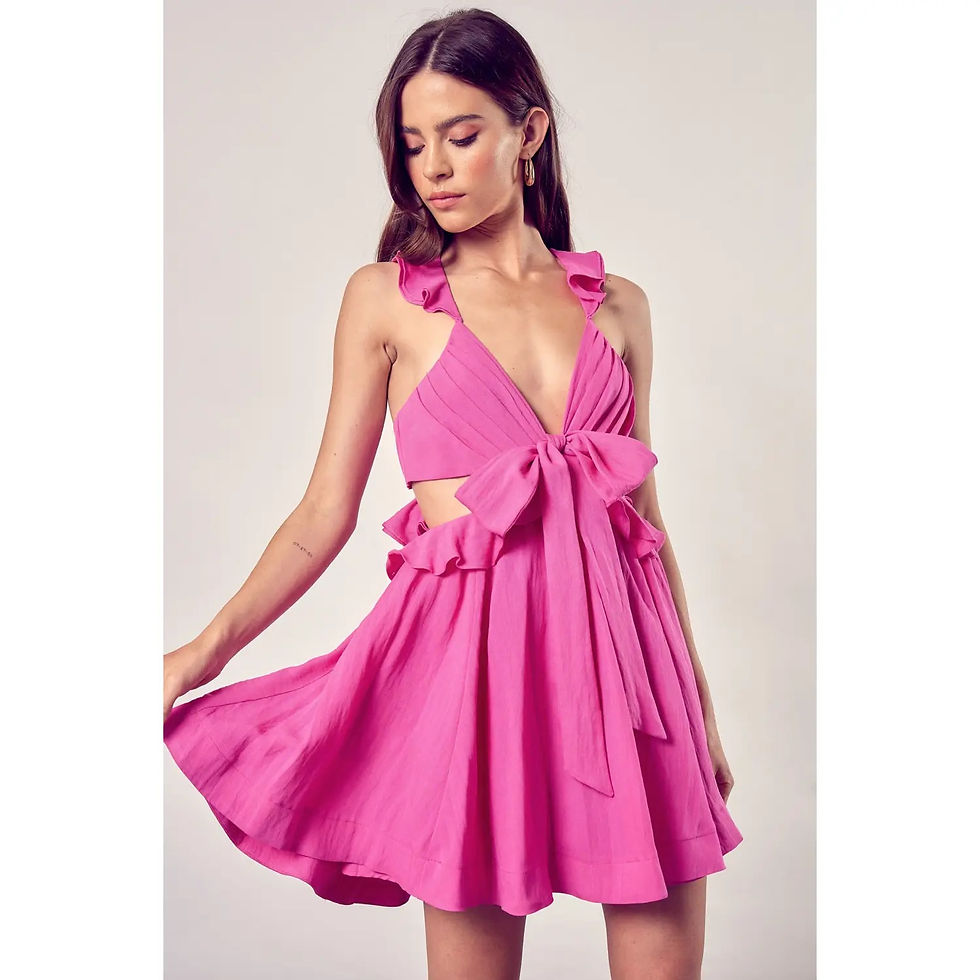 Thumbnail: Hot Pink Ruffle Cut Out Dress 