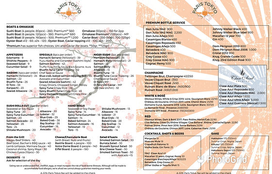 Menus Paris Tokyo Beverly Hills Rooftop Sushi Lounge Menus Paris Tokyo Beverly Hills Rooftop Sushi Lounge