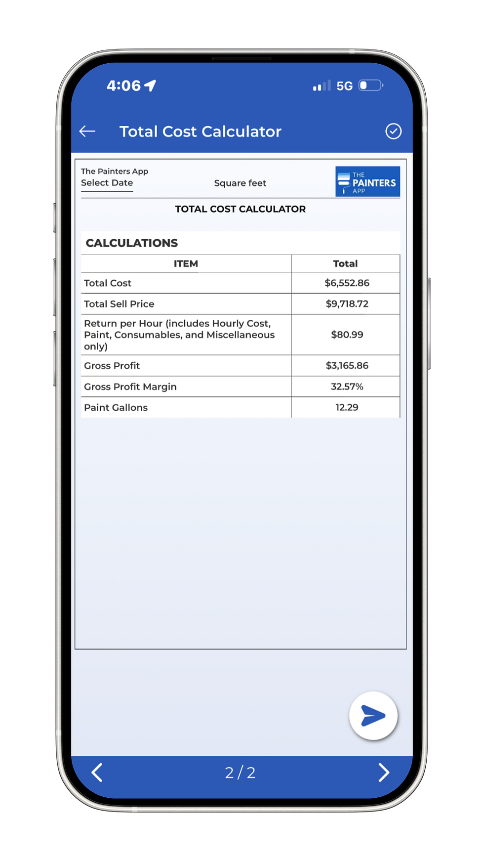 Total Cost Calculator Final Screenshot