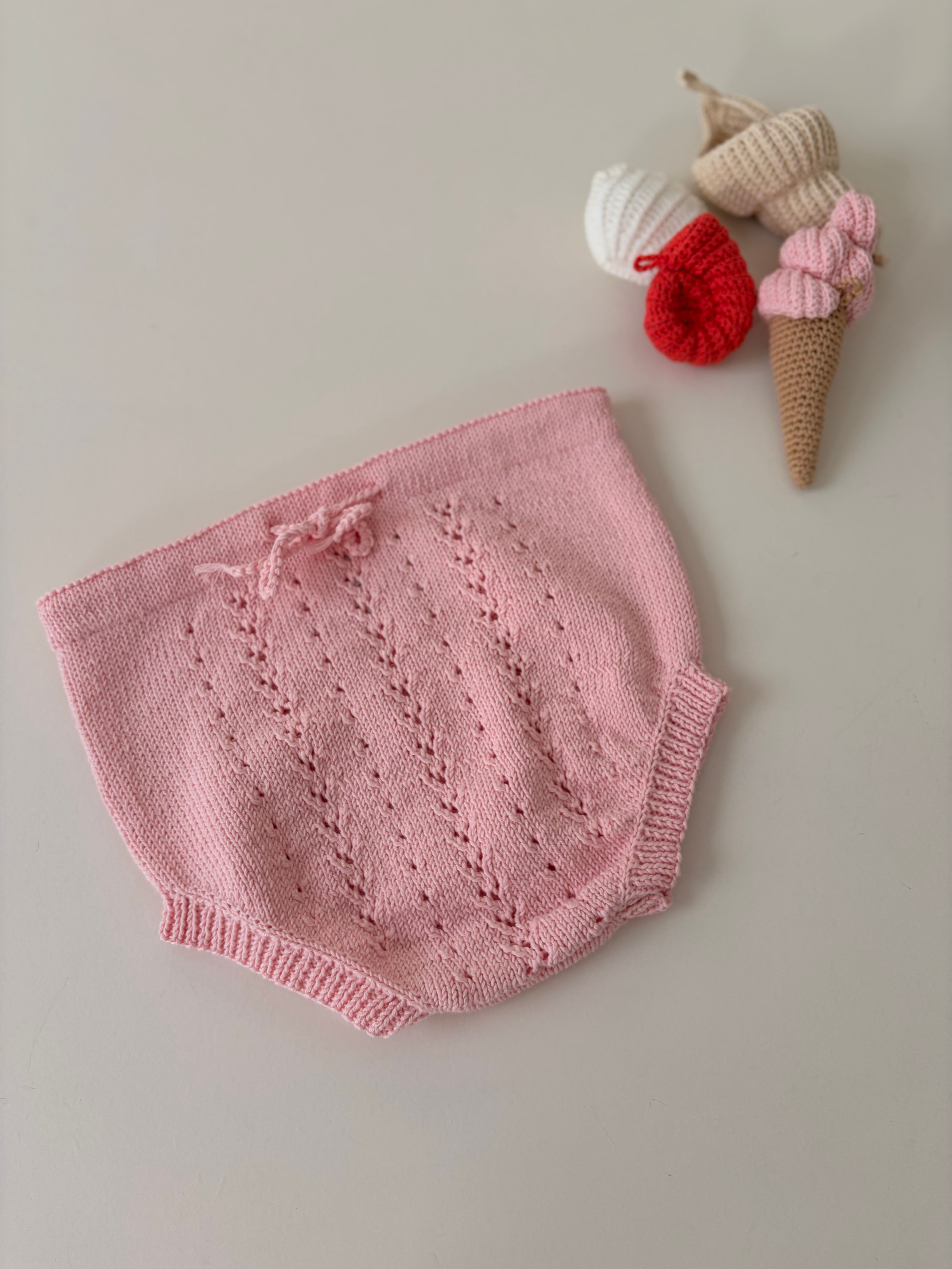 Culotte ajourée en coton - Fraise