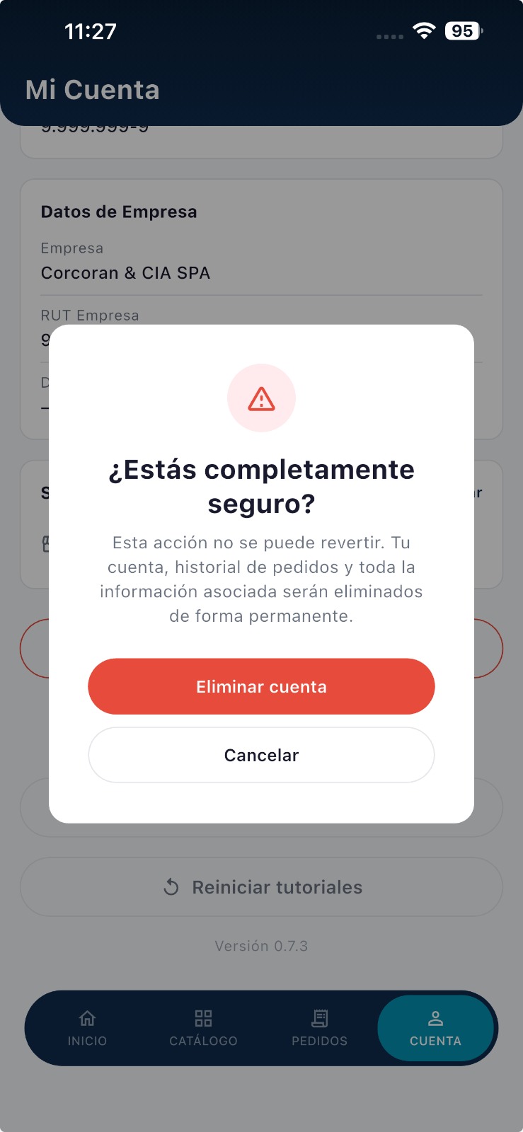 Paso 6: aviso de confirmación final de la eliminación
