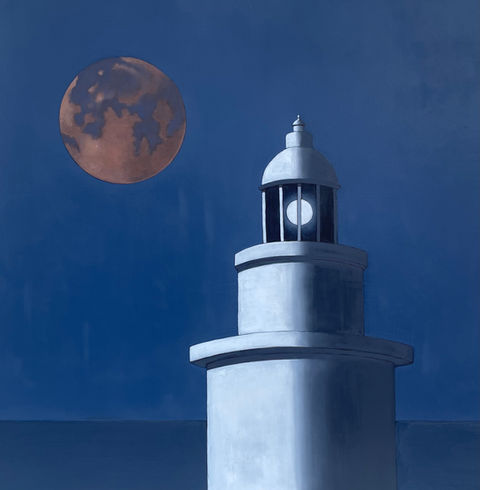 Un Phare Sous La Lune Rousse