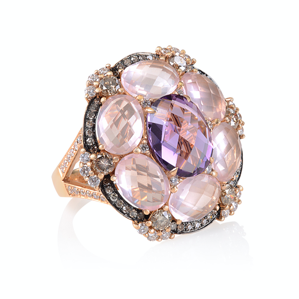 Amethyst Diamond Ring