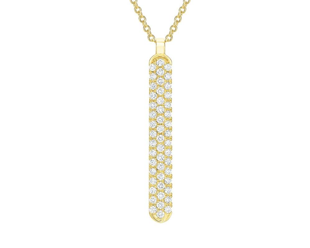 Small Vertical Diamond Bar Necklace