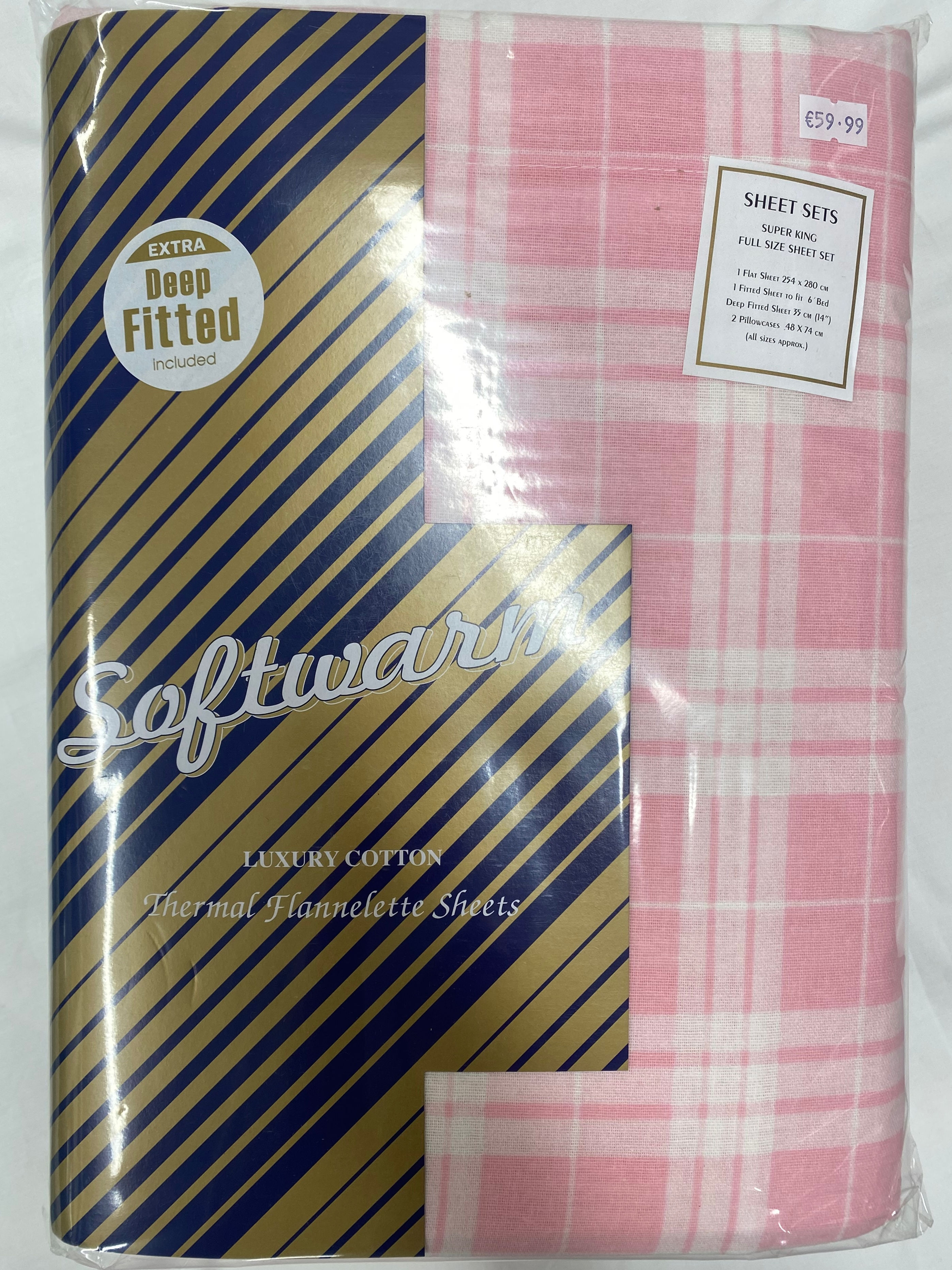 Softwarm Luxury Cotton Pink Thermal Flannelette Sheet Set