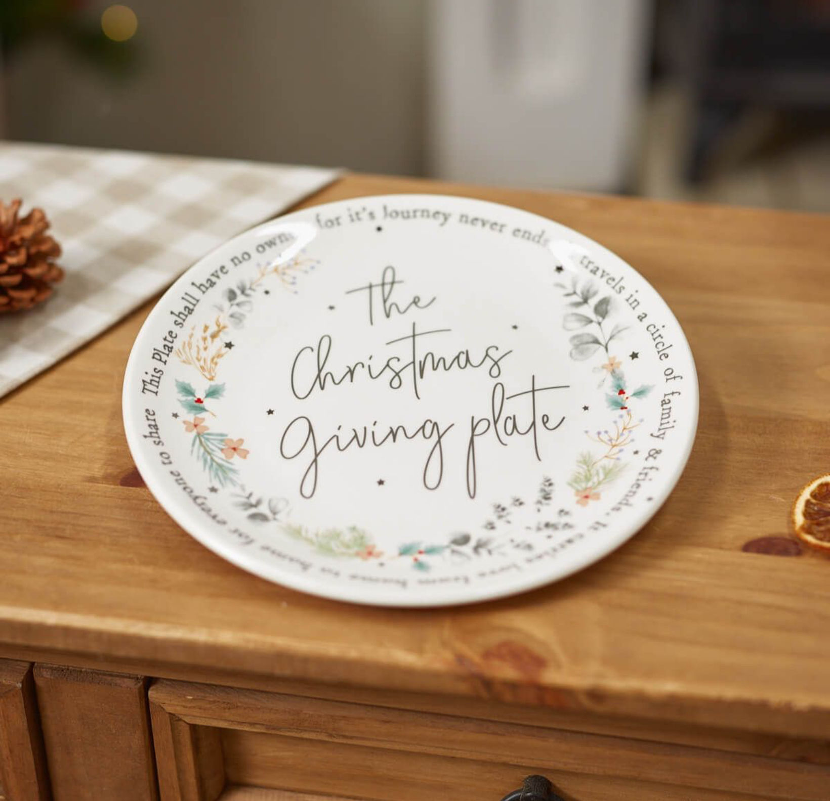 The Christmas Giving Plate White Stoneware