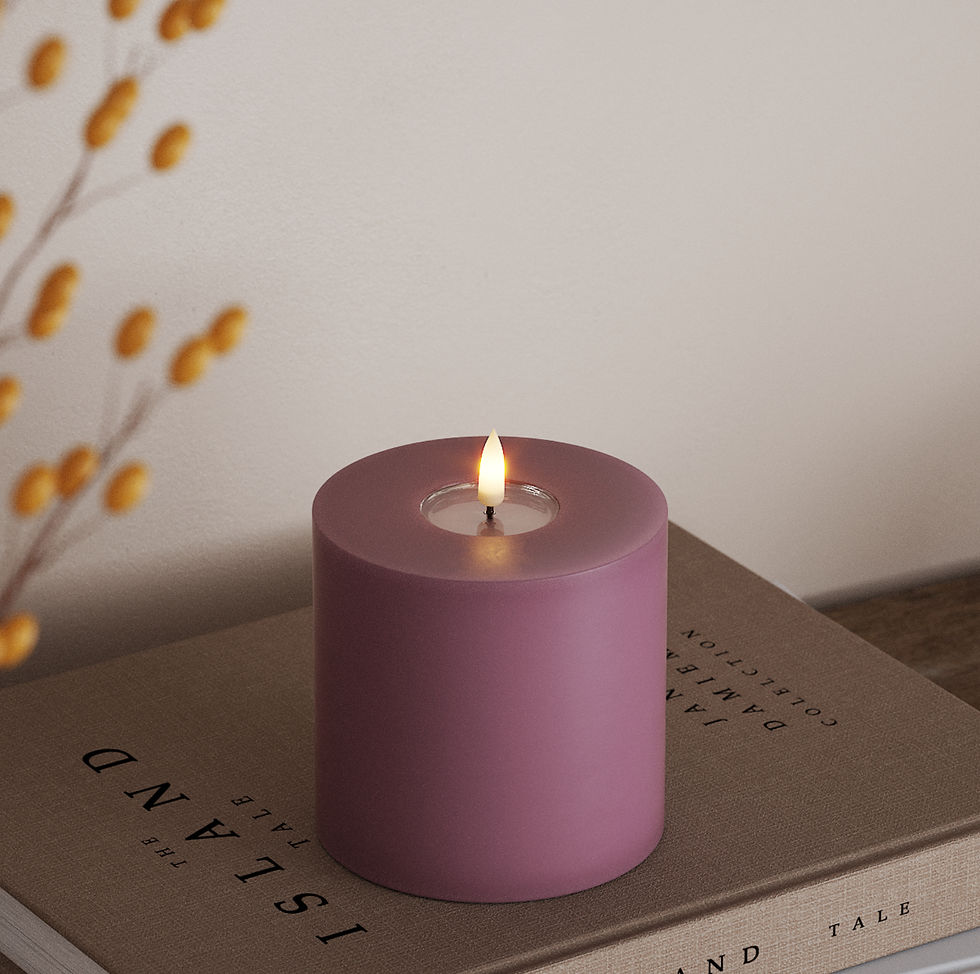 Light Purple ‘Real Flame’ LED Candle 10x10cm